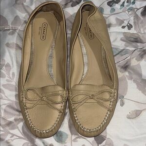 Coach Women's Beige Leather Loafers